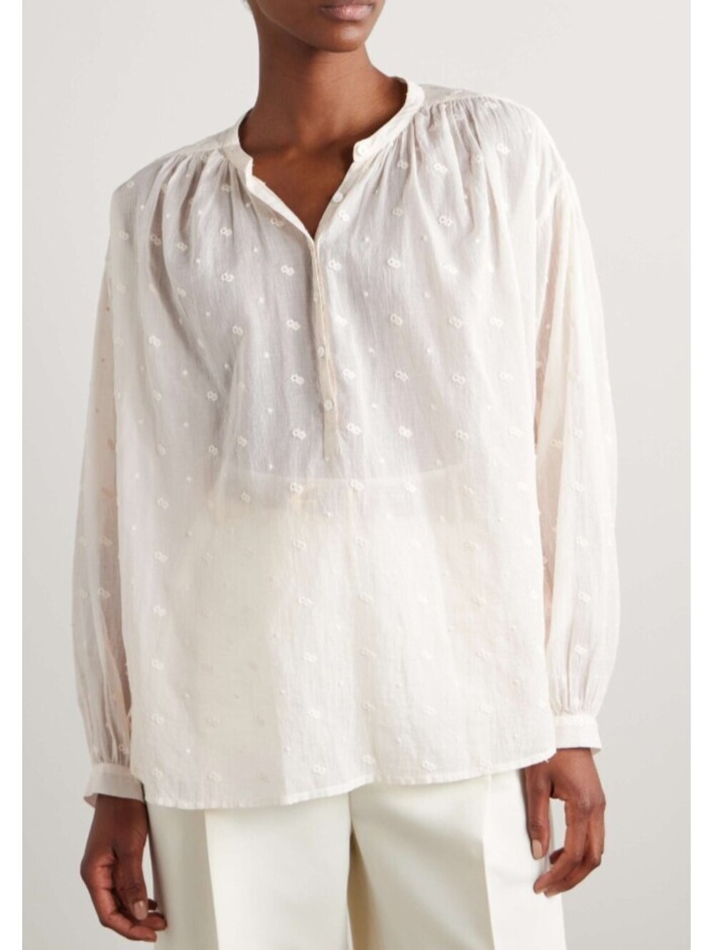 NILI LOTAN Neville white eyelet embroidered sheer blouse sz XS